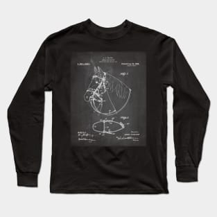 Horse Bridle Patent - Horse Lover Horse Stables Art - Black Chalkboard Long Sleeve T-Shirt